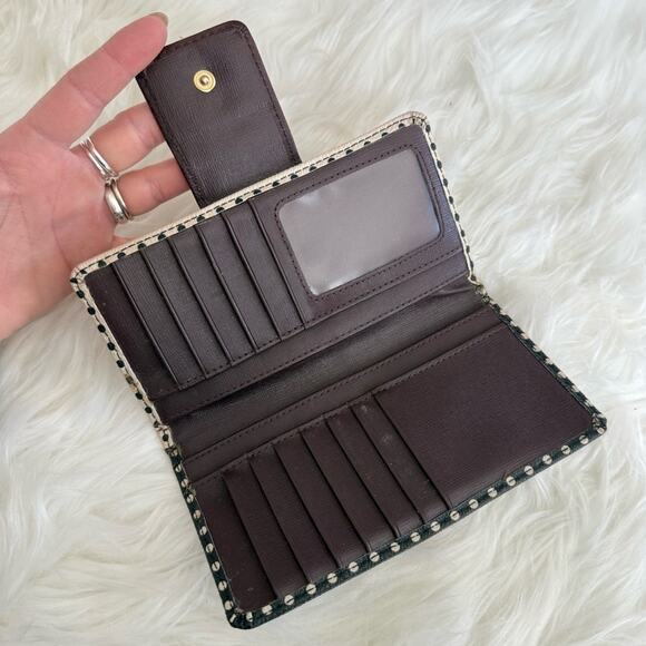 Fossil | Black & Cream Polkadot Polka Dot Wallet Card Slots Tab Clutch Leather - Picture 6 of 9